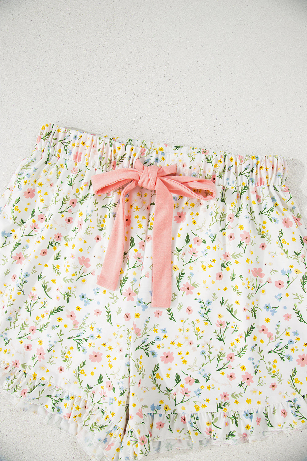 Print Contrast Pipping Short Pajamas Set
