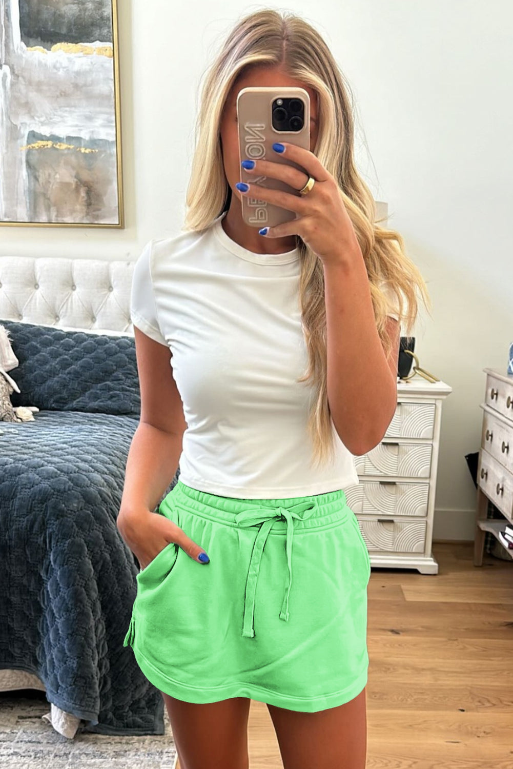 French Terry Drawstring Skort with Pockets