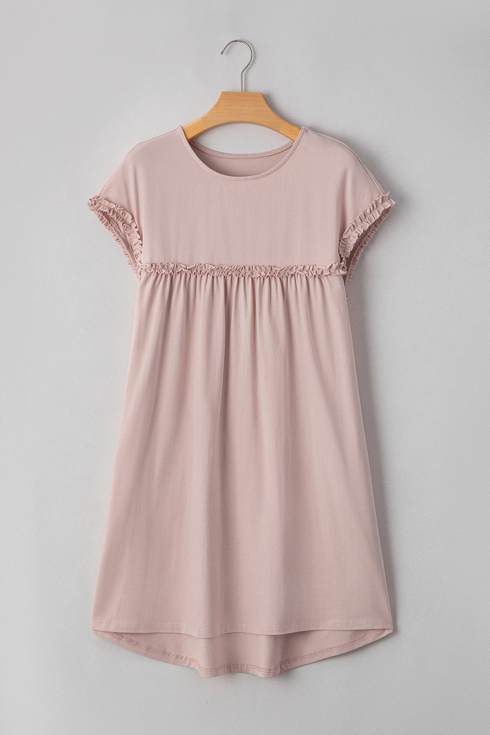 Frilled Trim Crewneck Mini Dress
