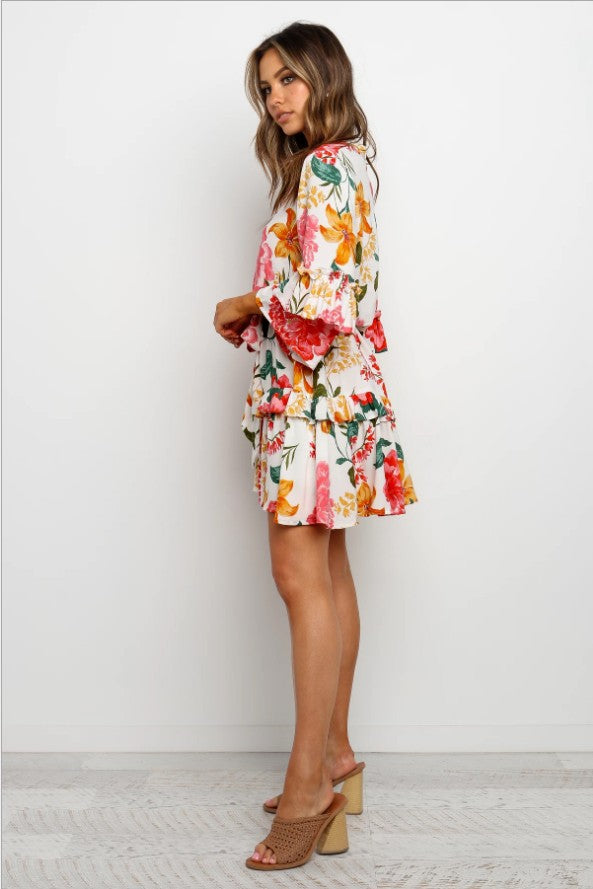Printed Crew Neck Dress