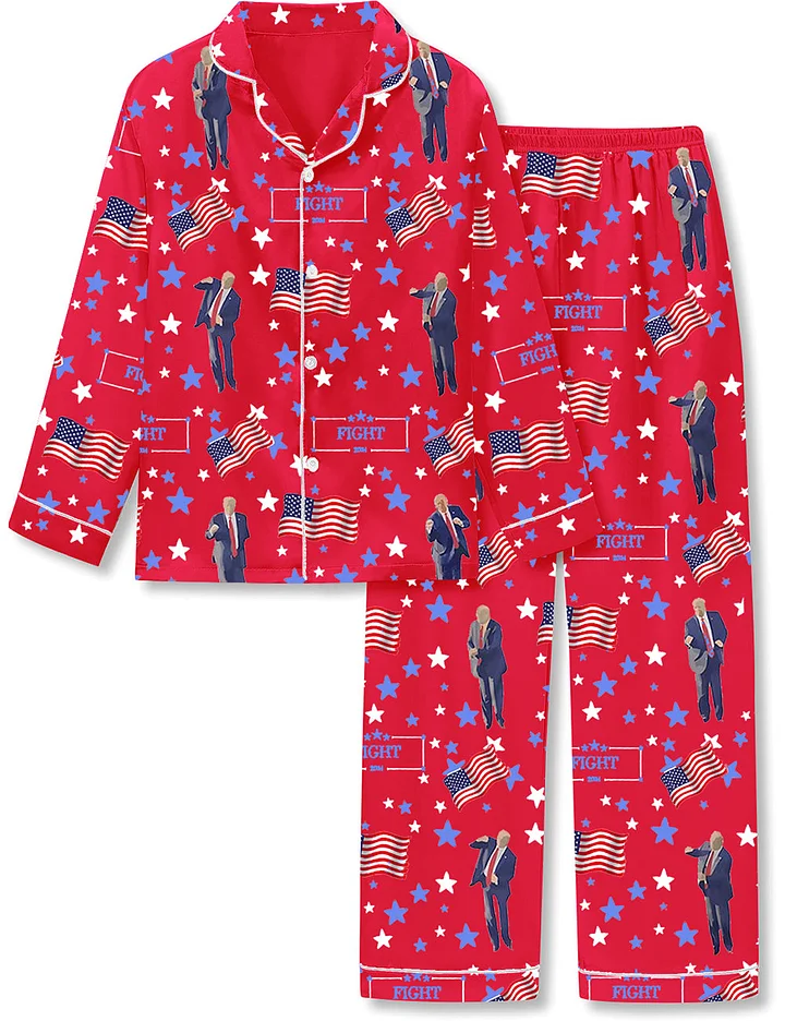 Flag Printed Parent-child Short Pajamas