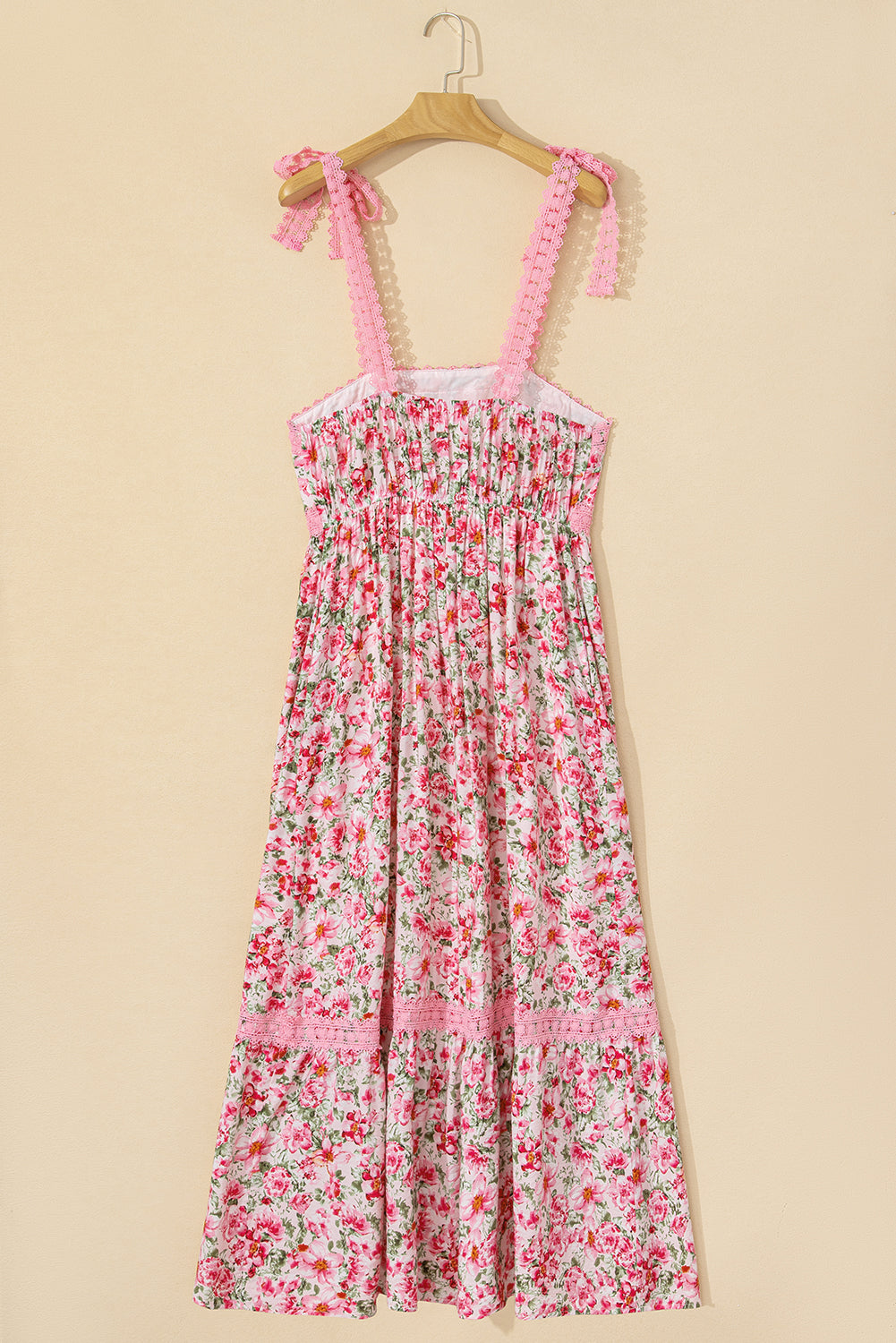 Floral Lace Tied Strap Maxi Dress