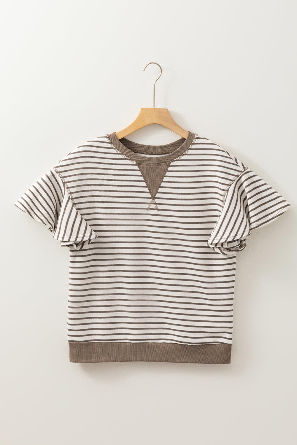 Striped Ruffle Short Sleeve Top