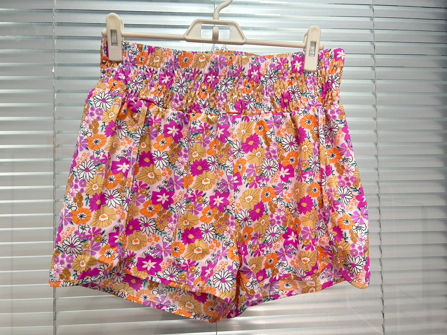 Boho Floral Shirred High Waist Shorts