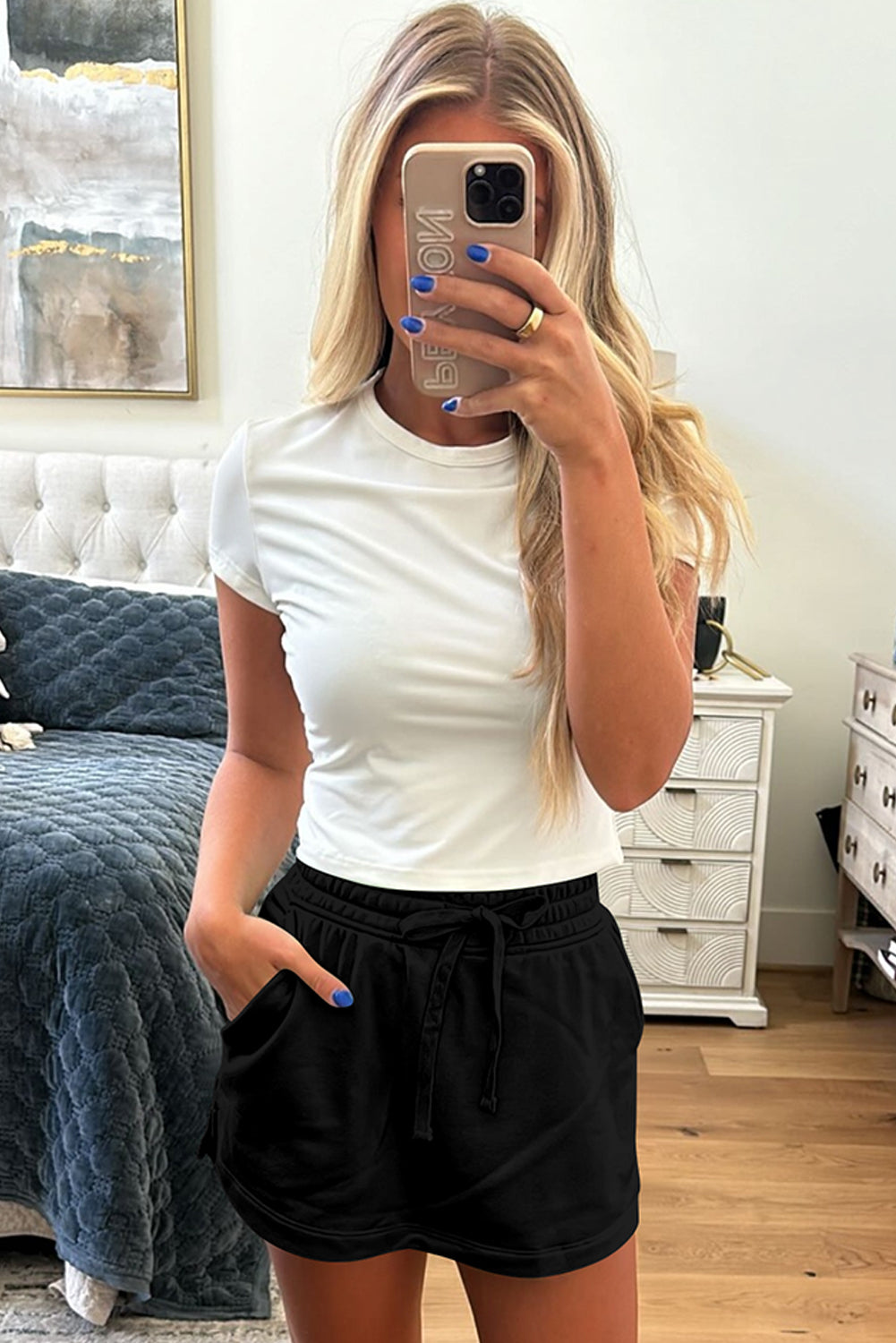 French Terry Drawstring Skort with Pockets