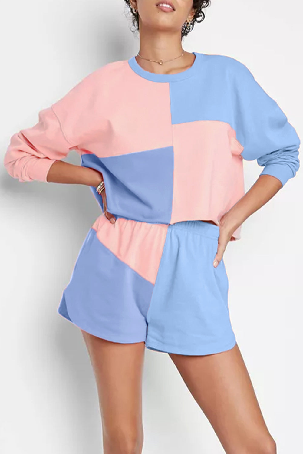 Colorblock Patchwork 2-piece Set