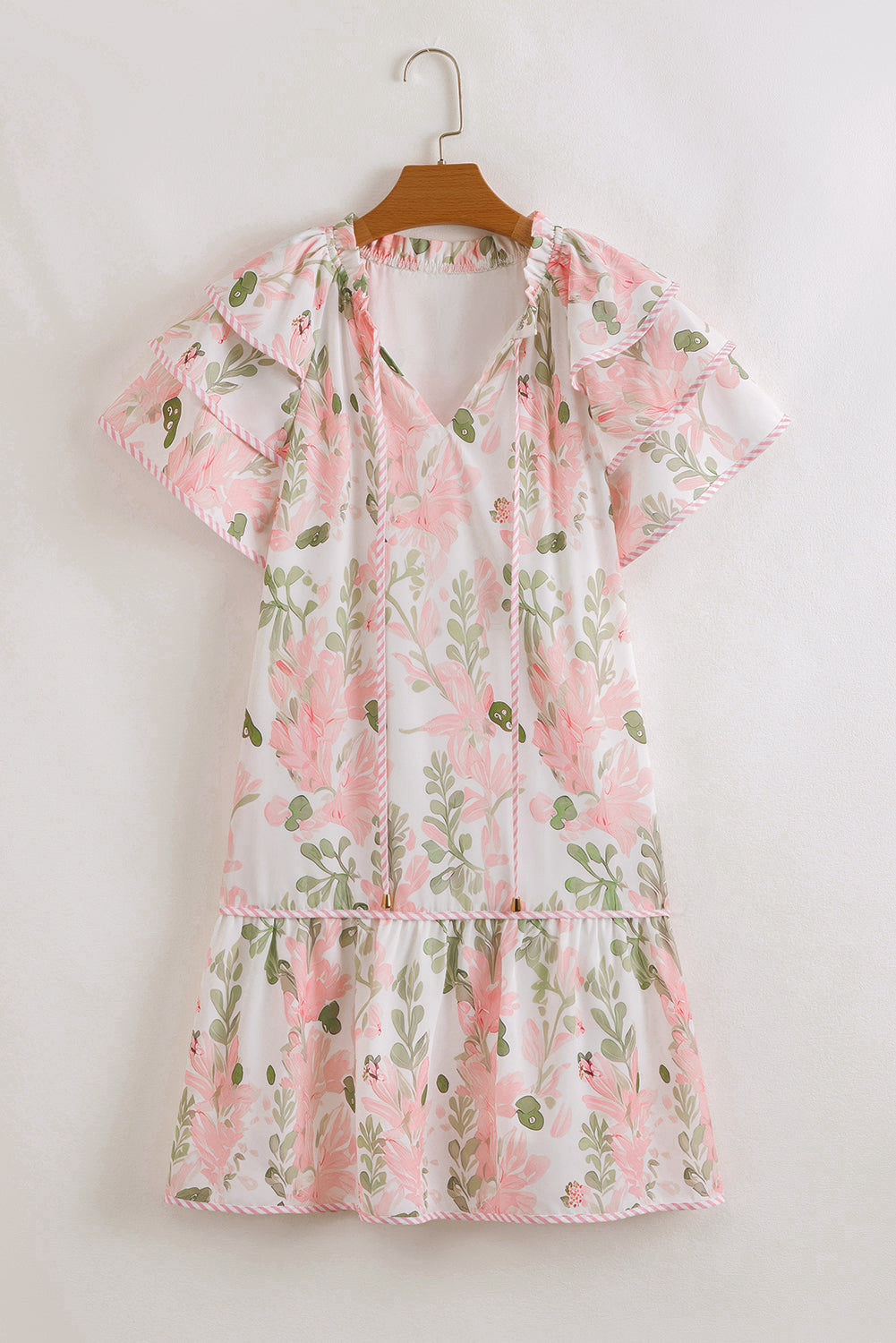 Floral Contrast Edge Layered Mini Dress