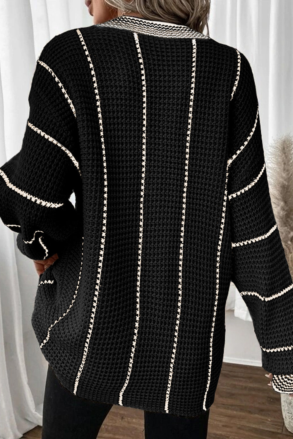 Striped V Neck Knitted Sweater