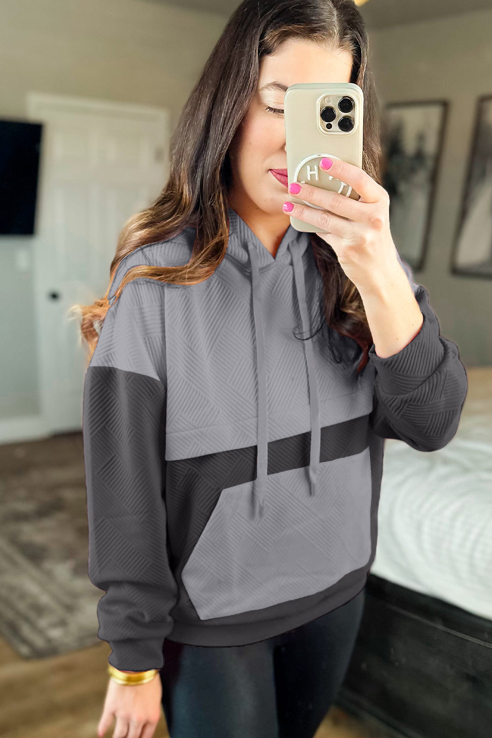 Textured Kangaroo Pocket Hoodie