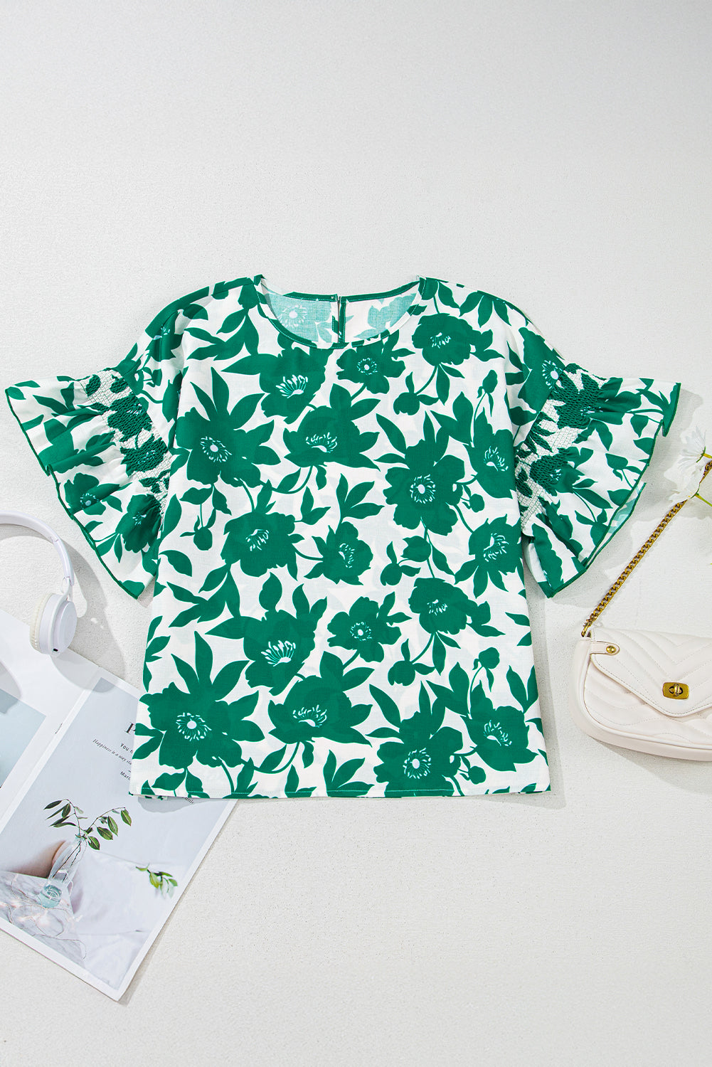 Floral Ruffled Sleeve Blouse