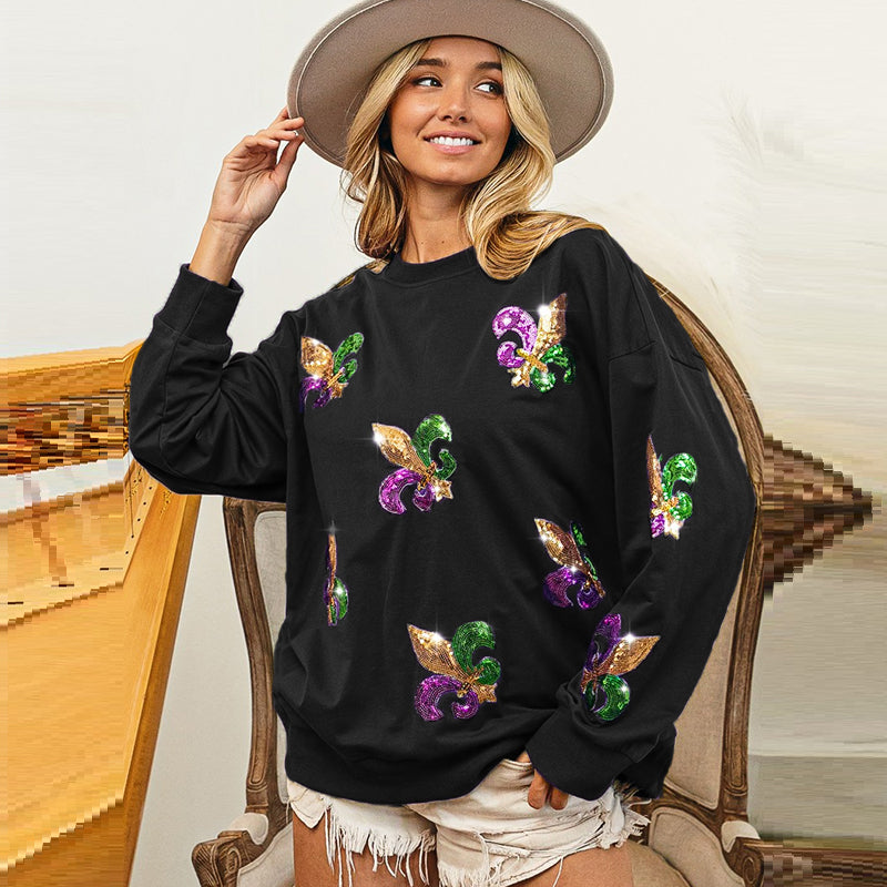 MARDI GRAS Sequin Sweatshirt
