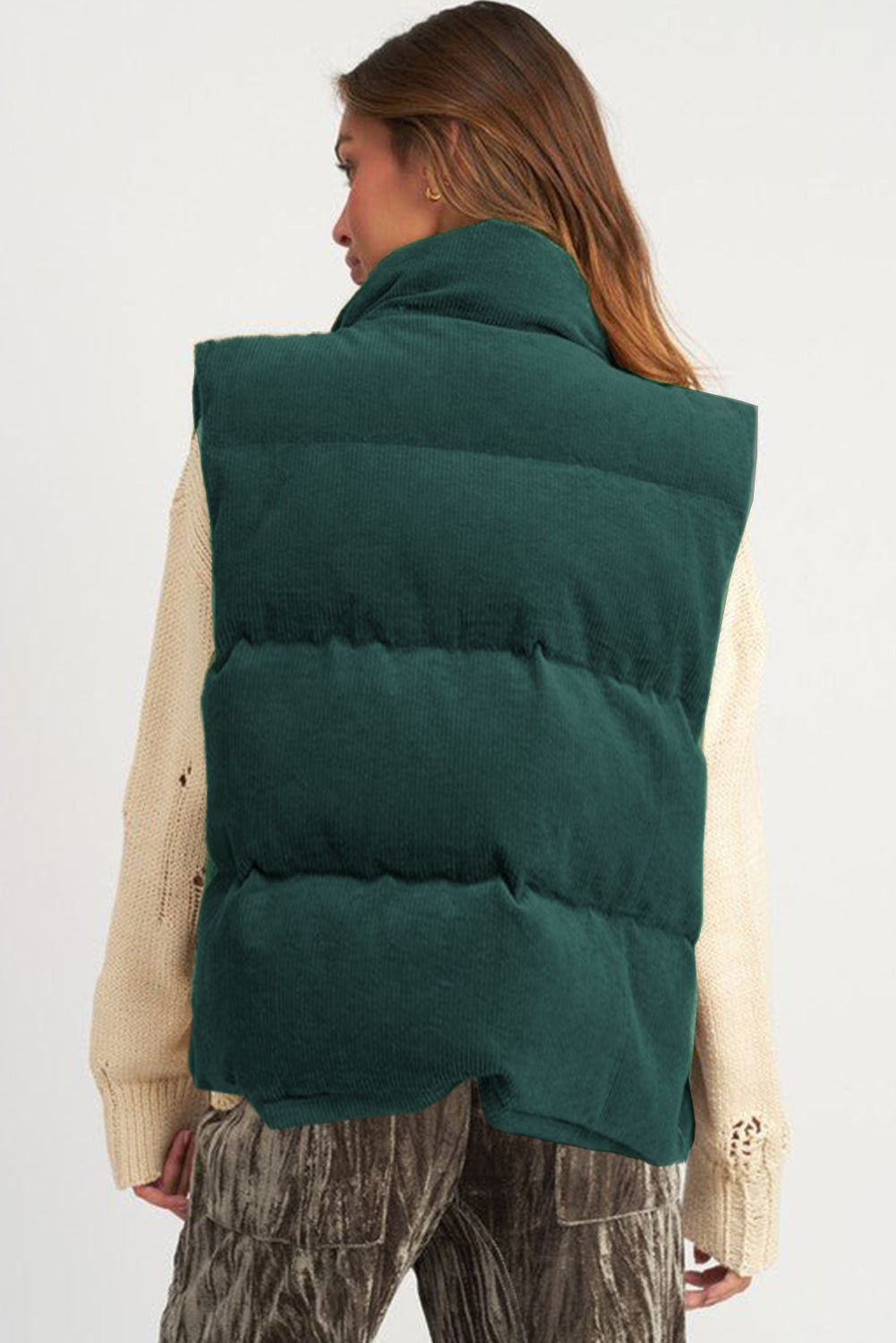 Corduroy Zipped Puffer Vest