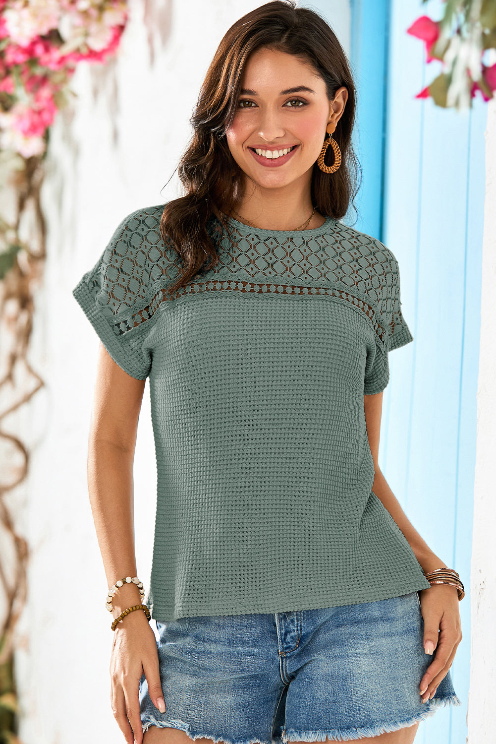 Lace Waffle Top