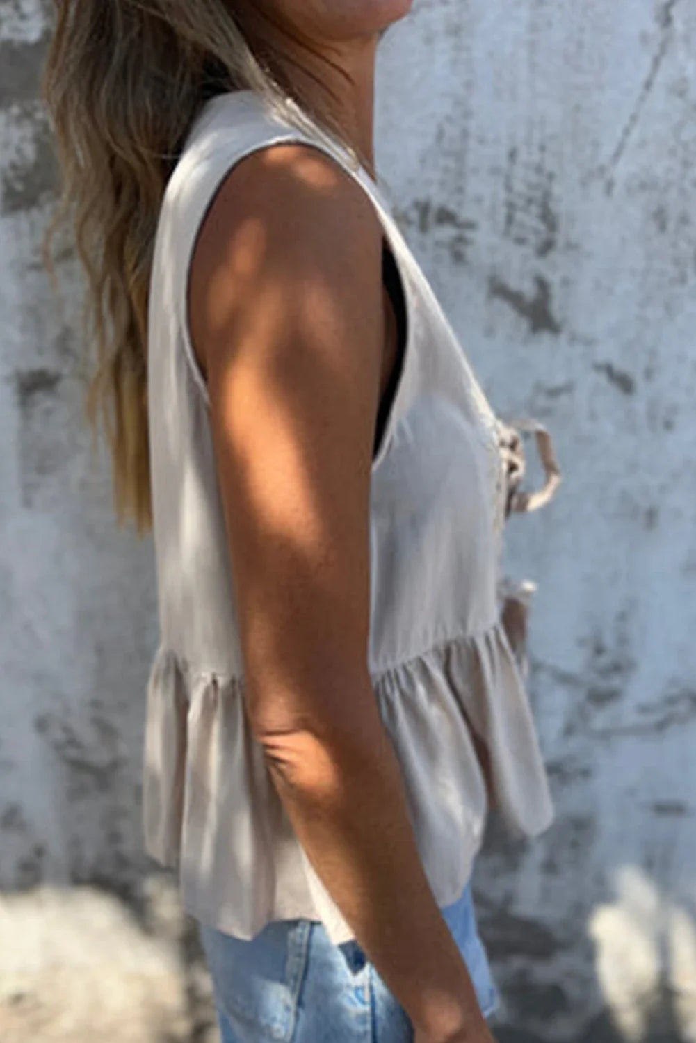 Floral Cutout Knot Top