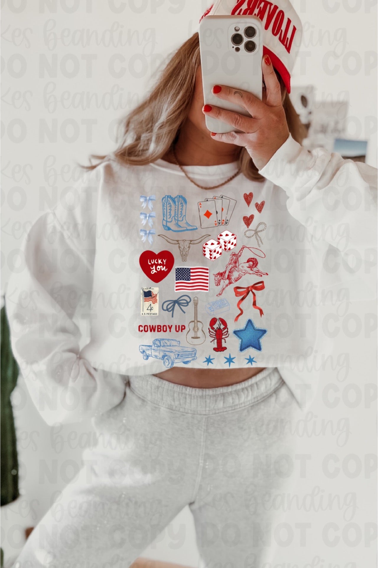 Red white & blue western PNG
