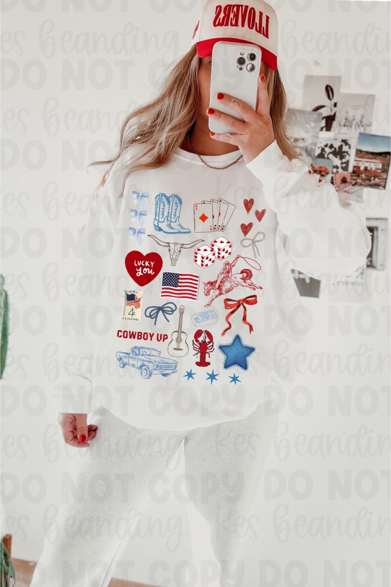 Red white & blue western PNG