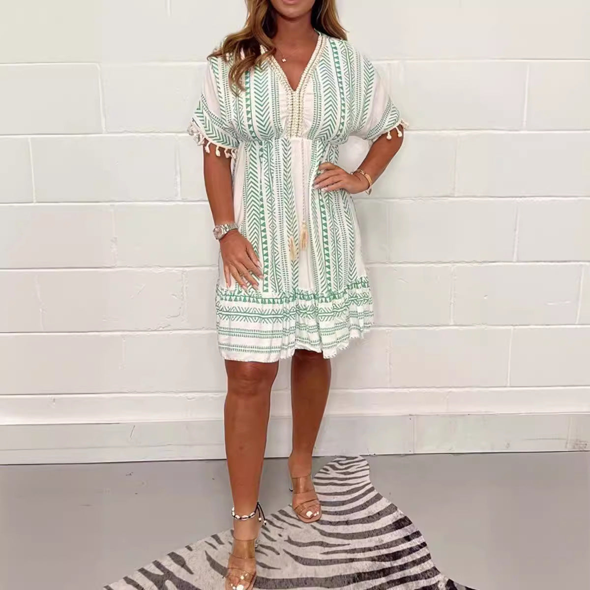 Embroidered Collar Dress