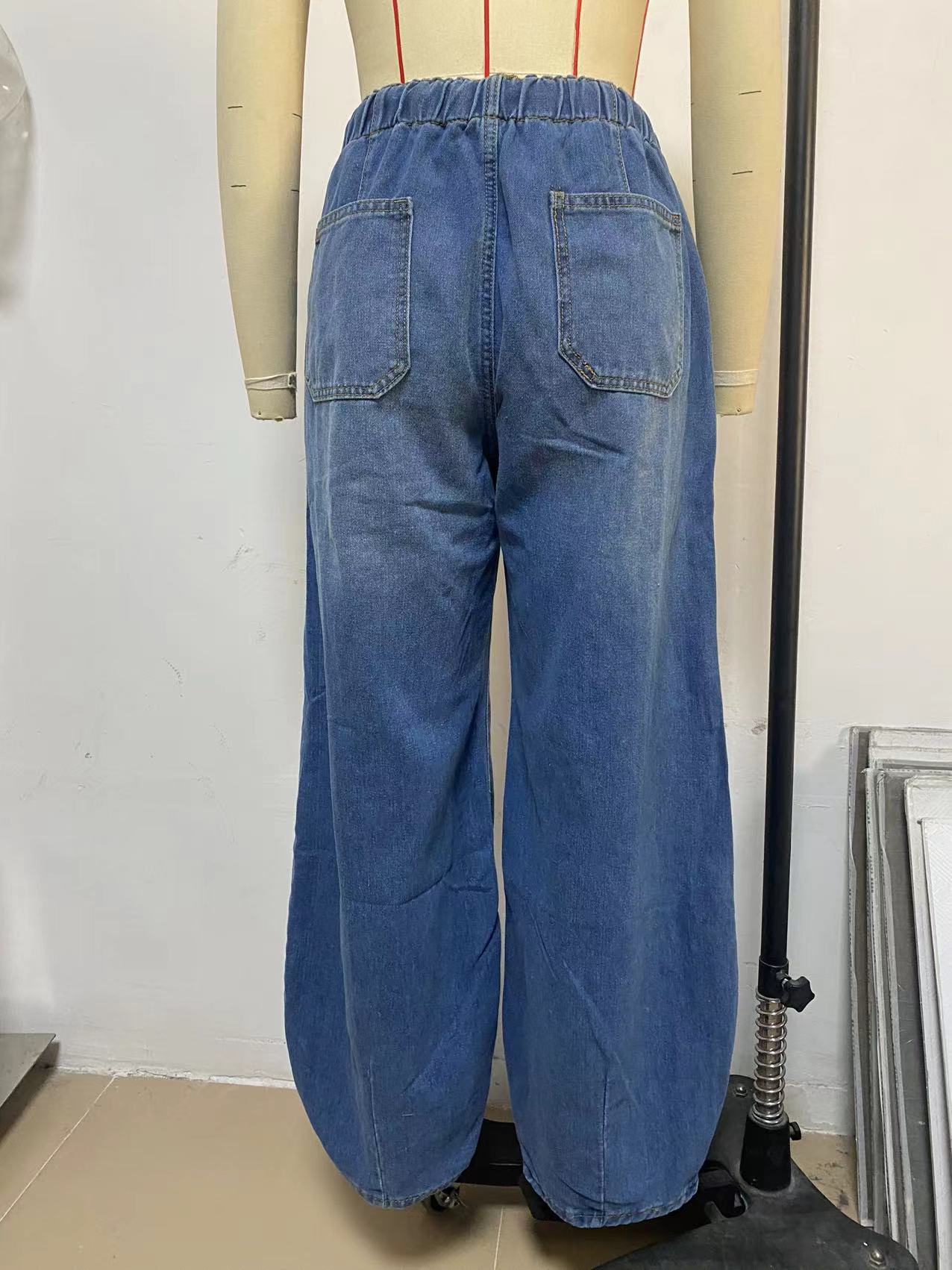 Waist Tie Pocket Jeans