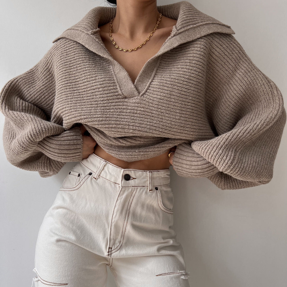 V-neck Knitted Sweater