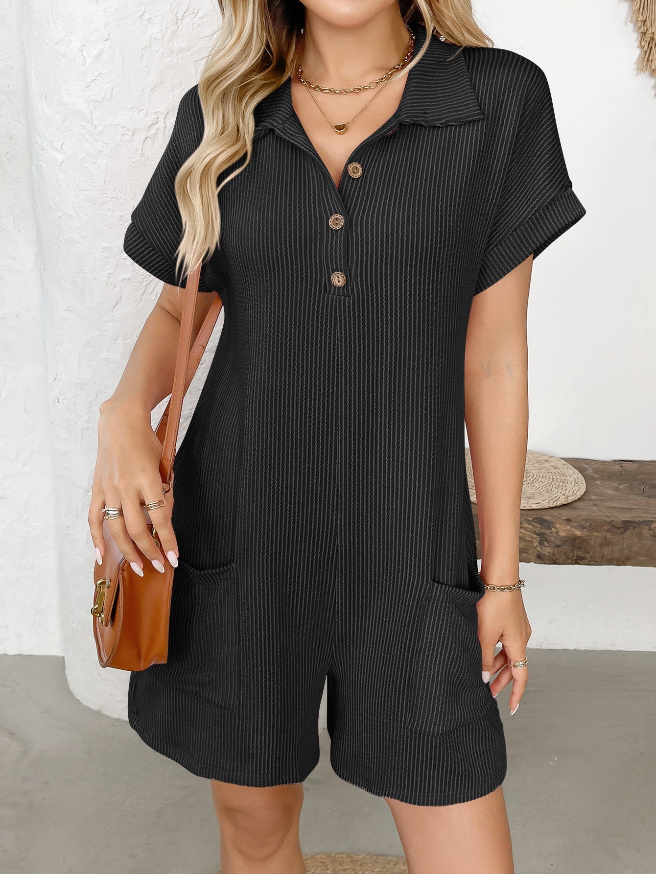 Corded Knit Romper Set