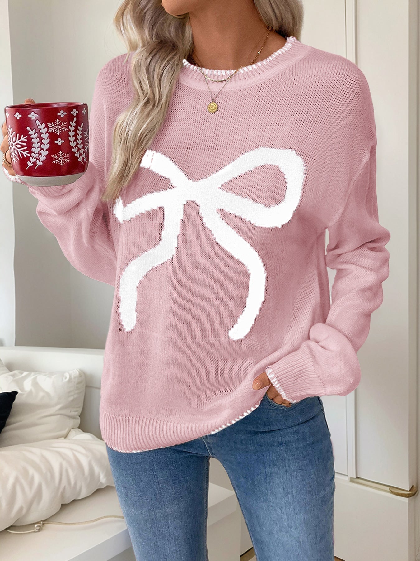 Valentine's Day Bow Loose Sweater