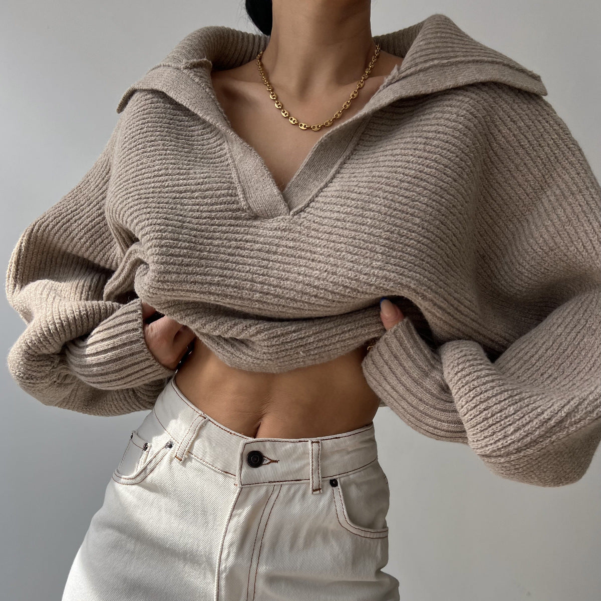V-neck Knitted Sweater