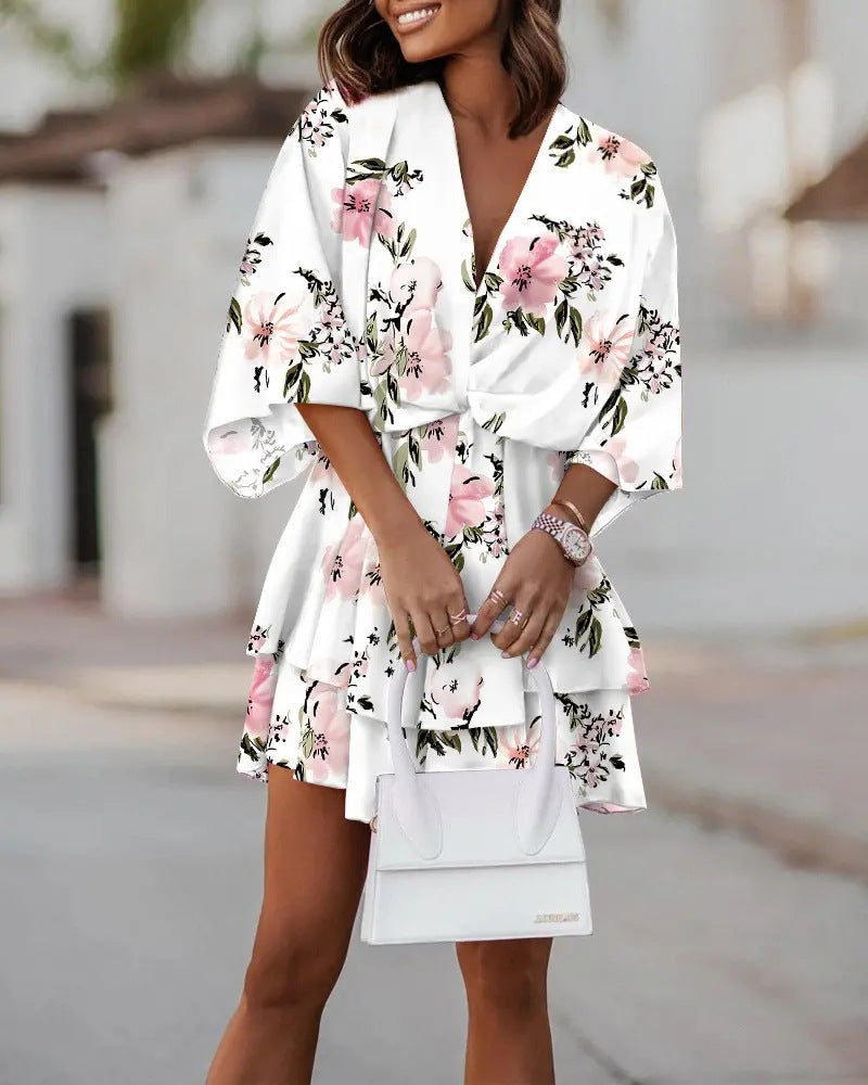 V-neck Printed Dress