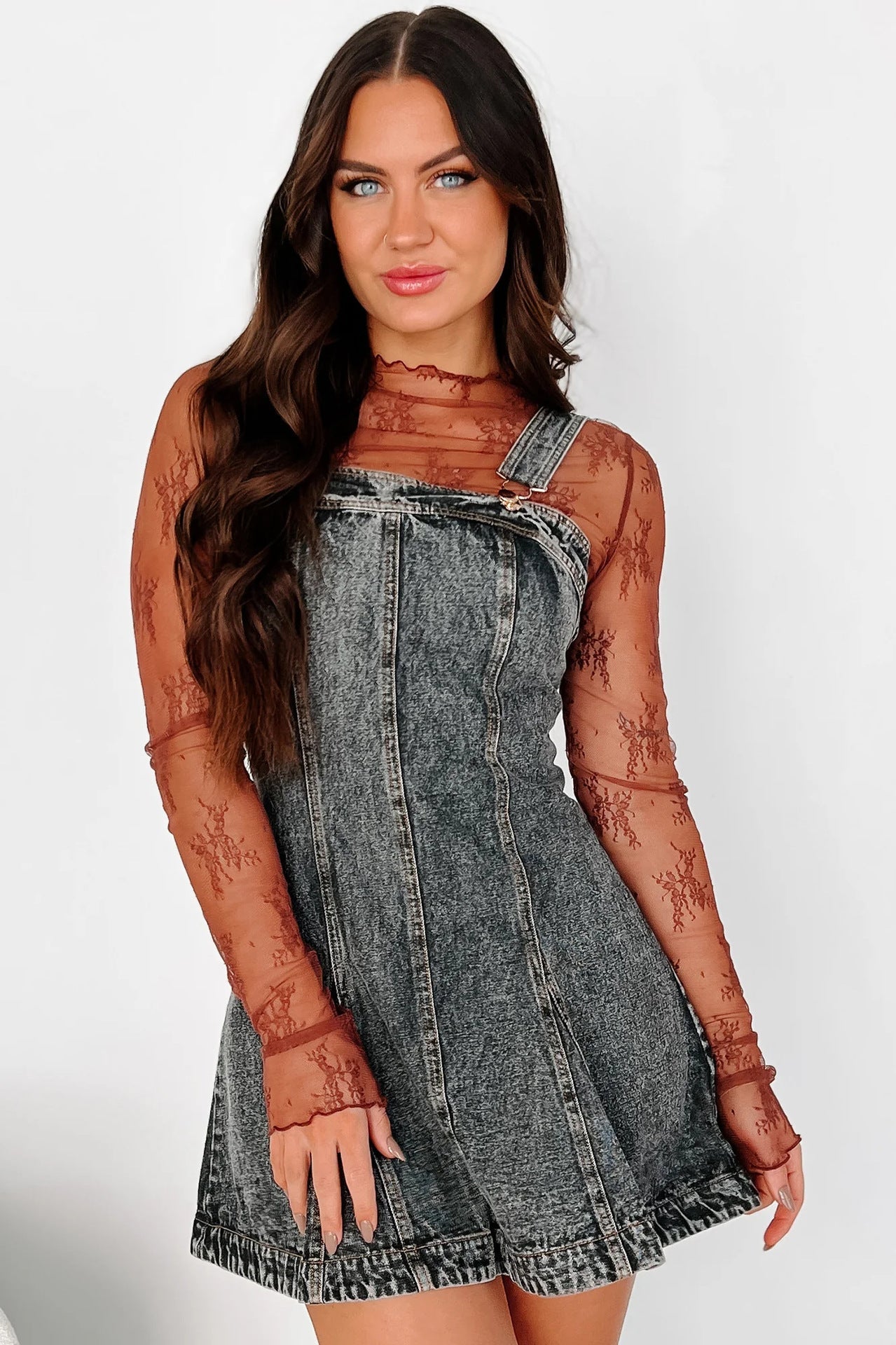Washed Denim Overall Dress