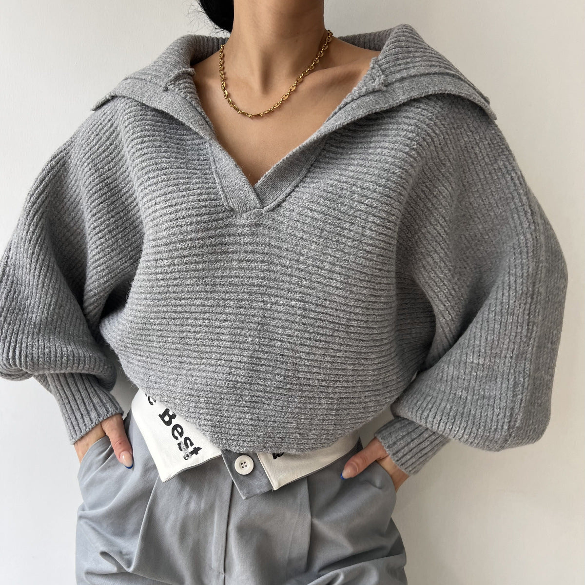 V-neck Knitted Sweater