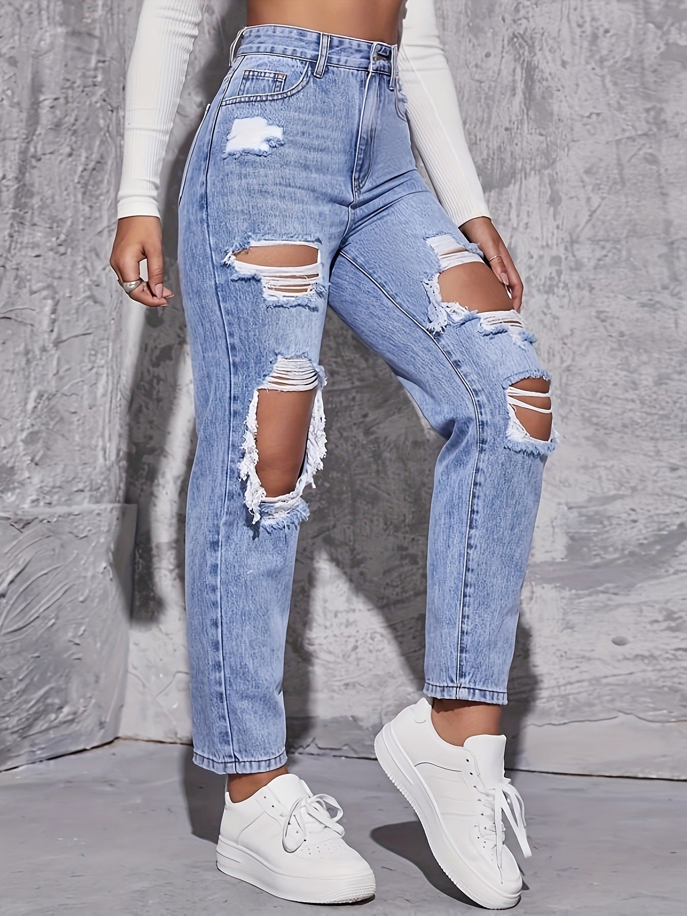 High Waist Ripped Jeans