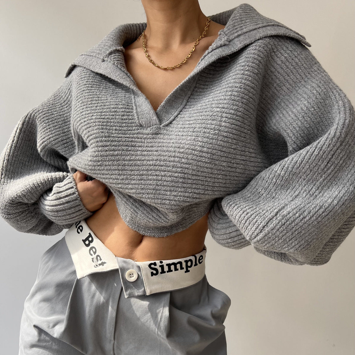 V-neck Knitted Sweater