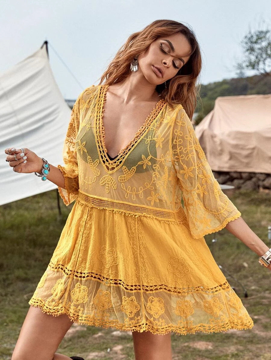 Lace Swim Cover Top