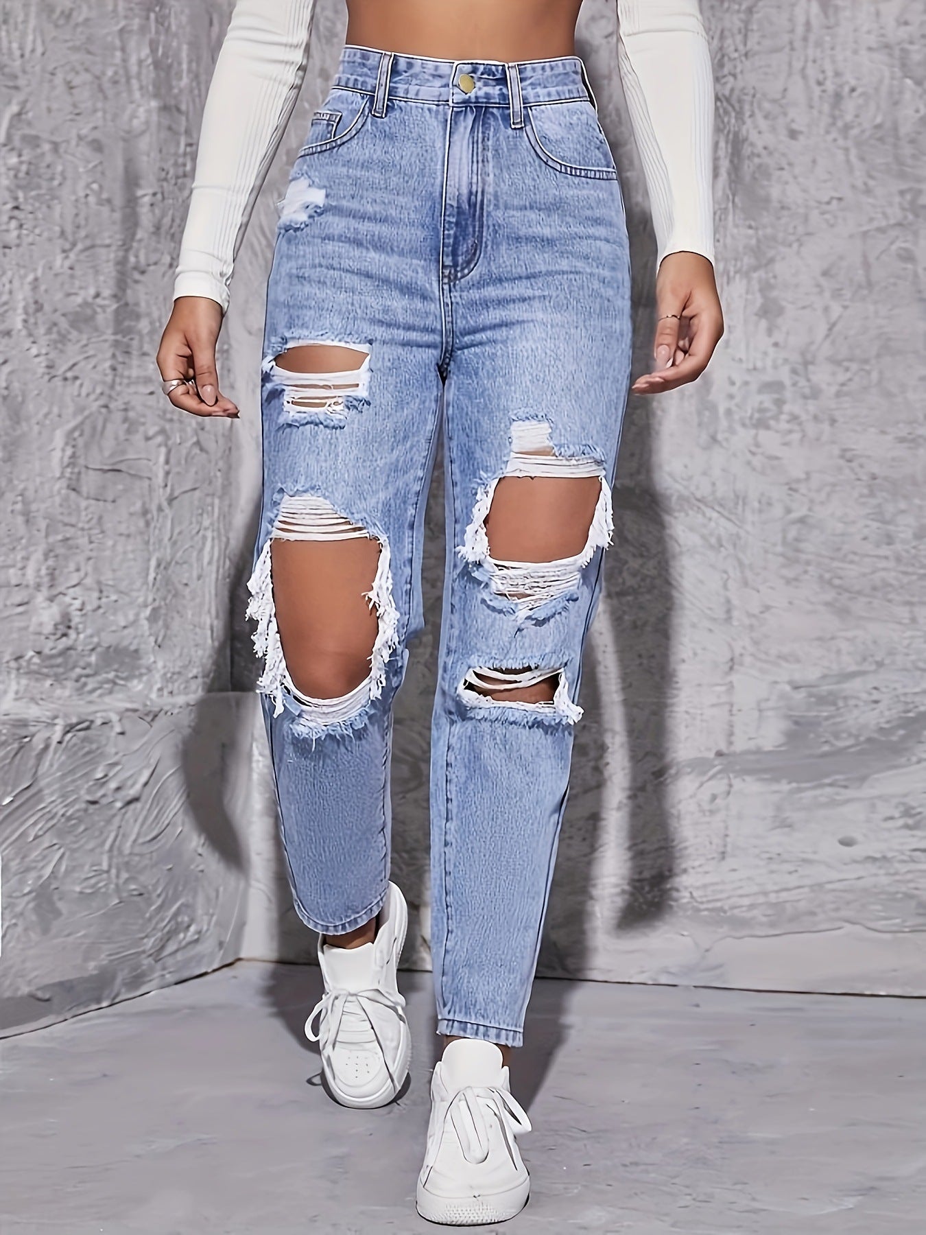High Waist Ripped Jeans