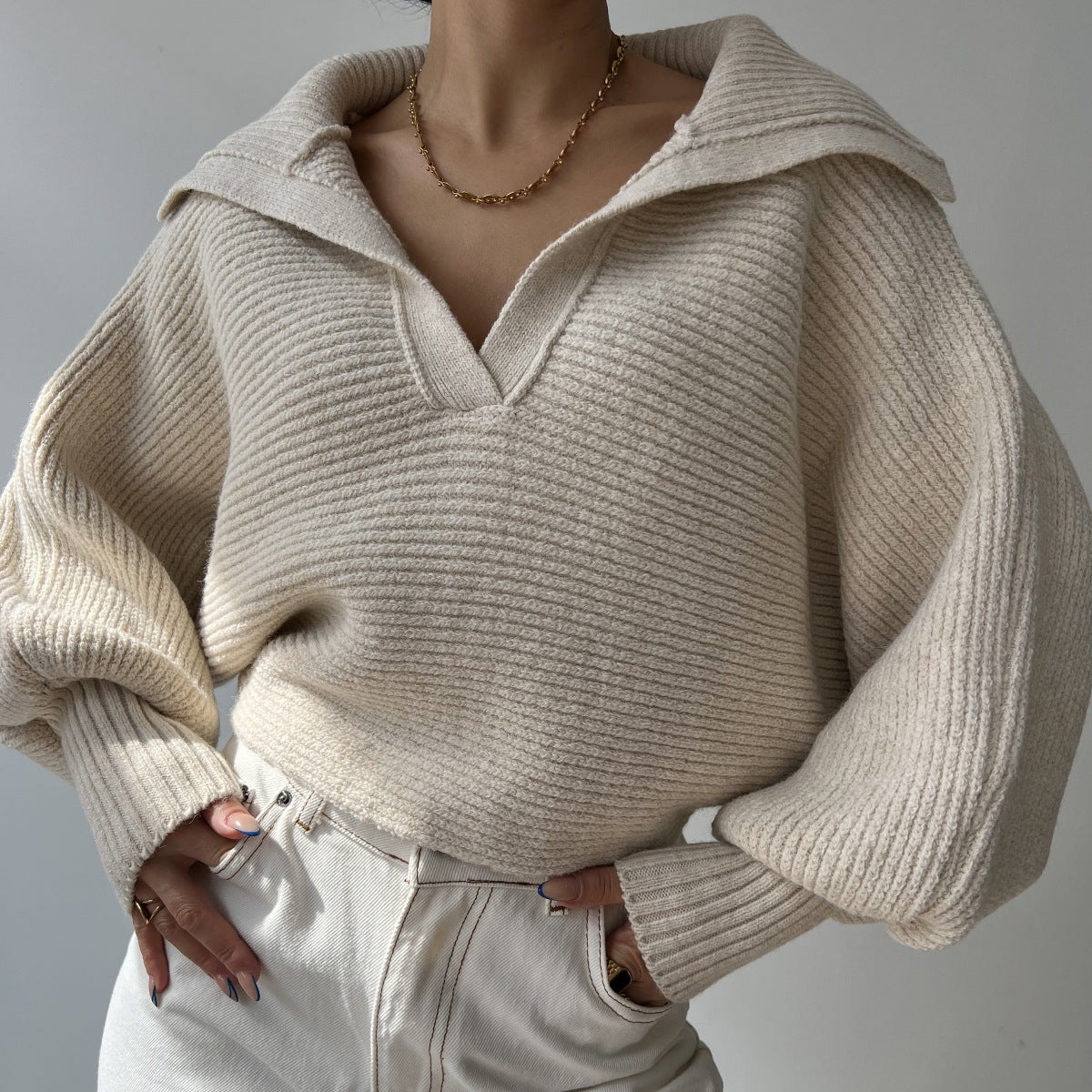 V-neck Knitted Sweater