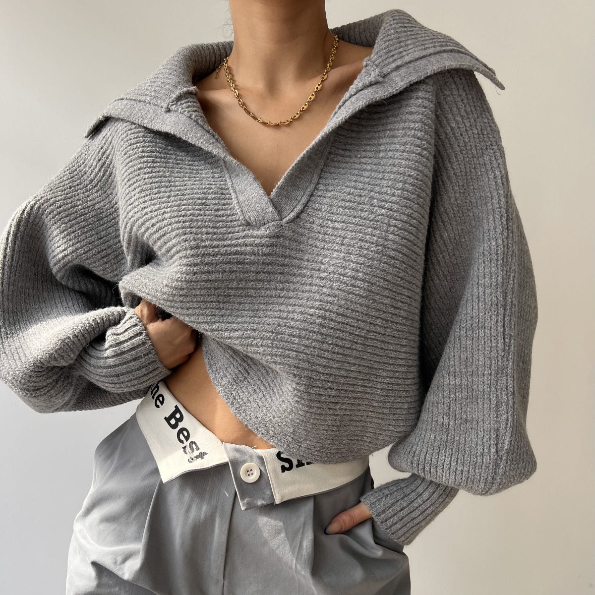 V-neck Knitted Sweater