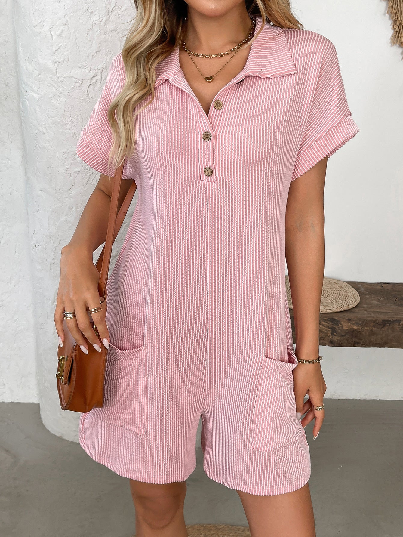 Corded Knit Romper Set