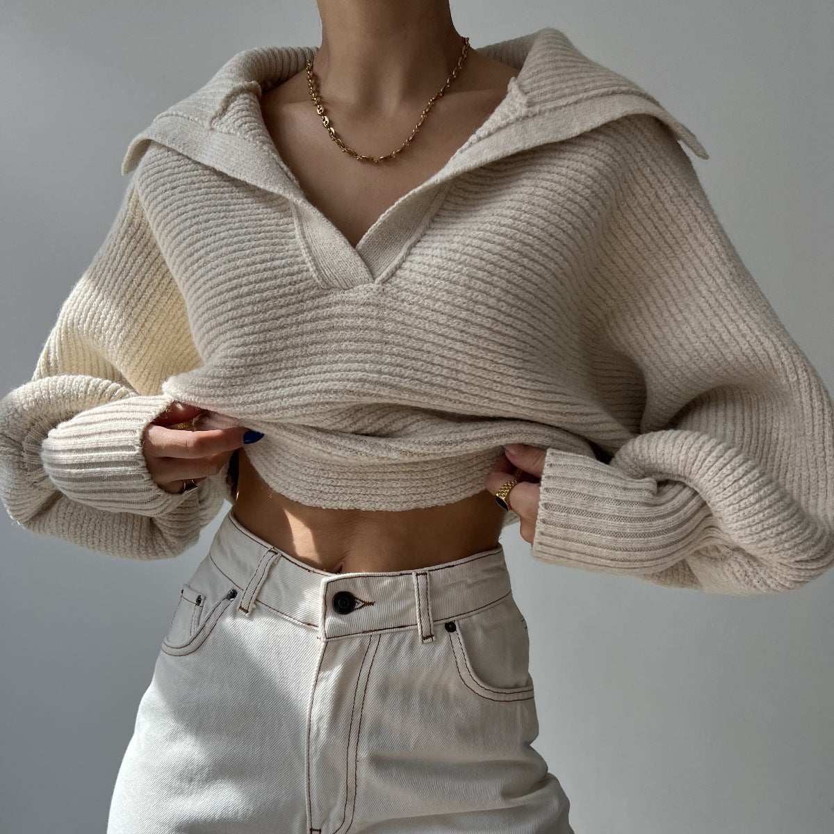 V-neck Knitted Sweater