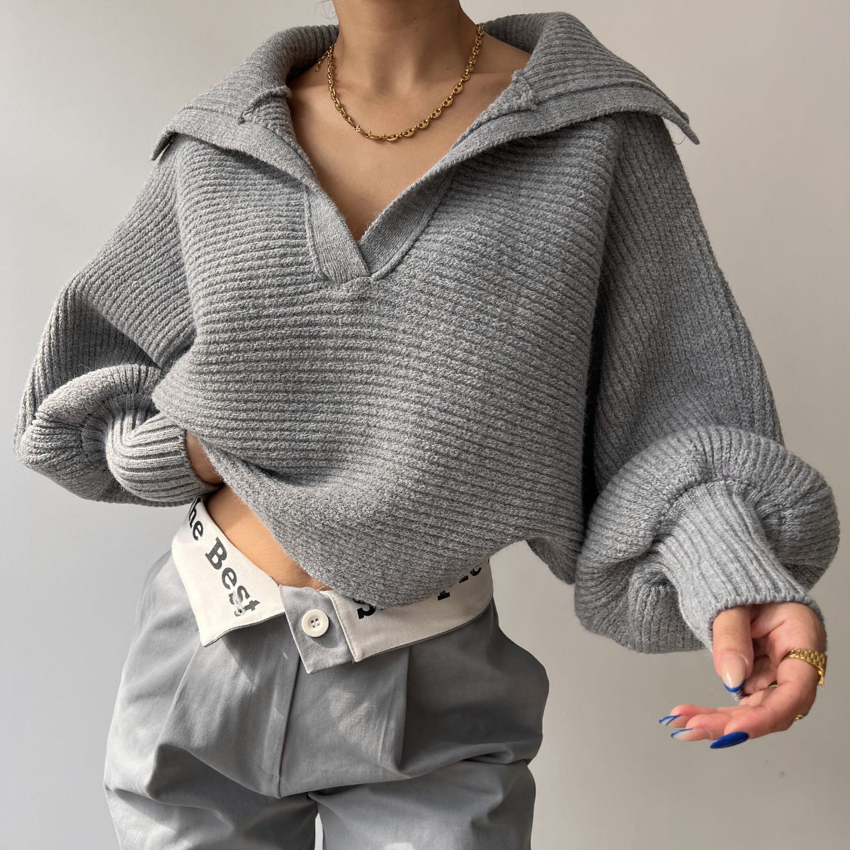 V-neck Knitted Sweater