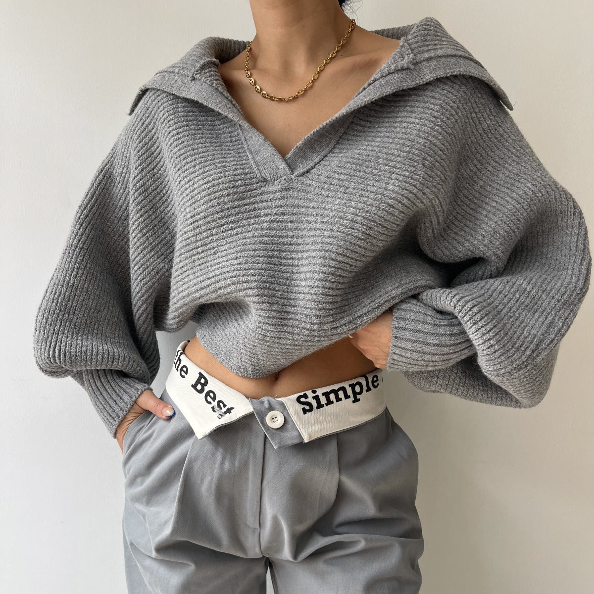 V-neck Knitted Sweater