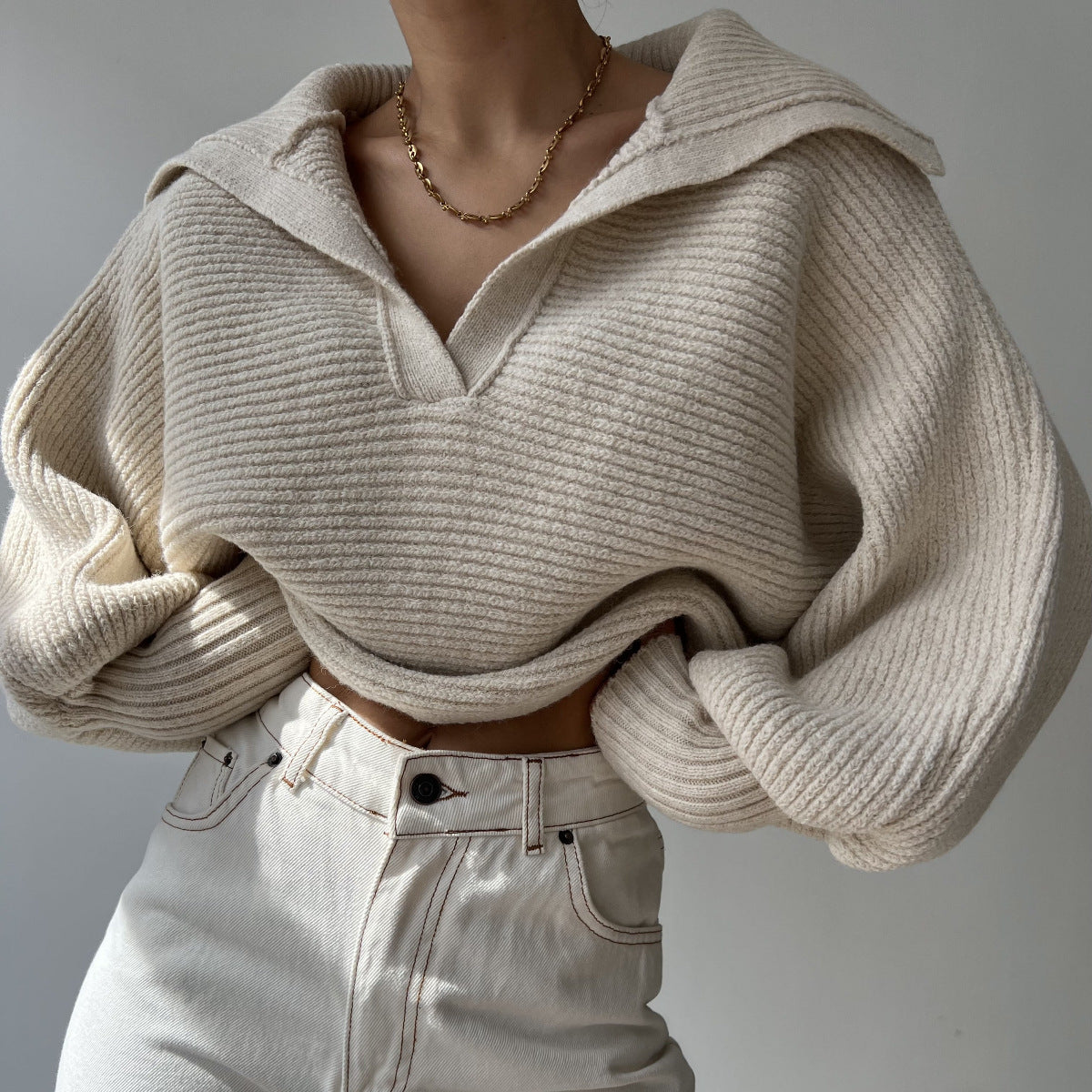 V-neck Knitted Sweater