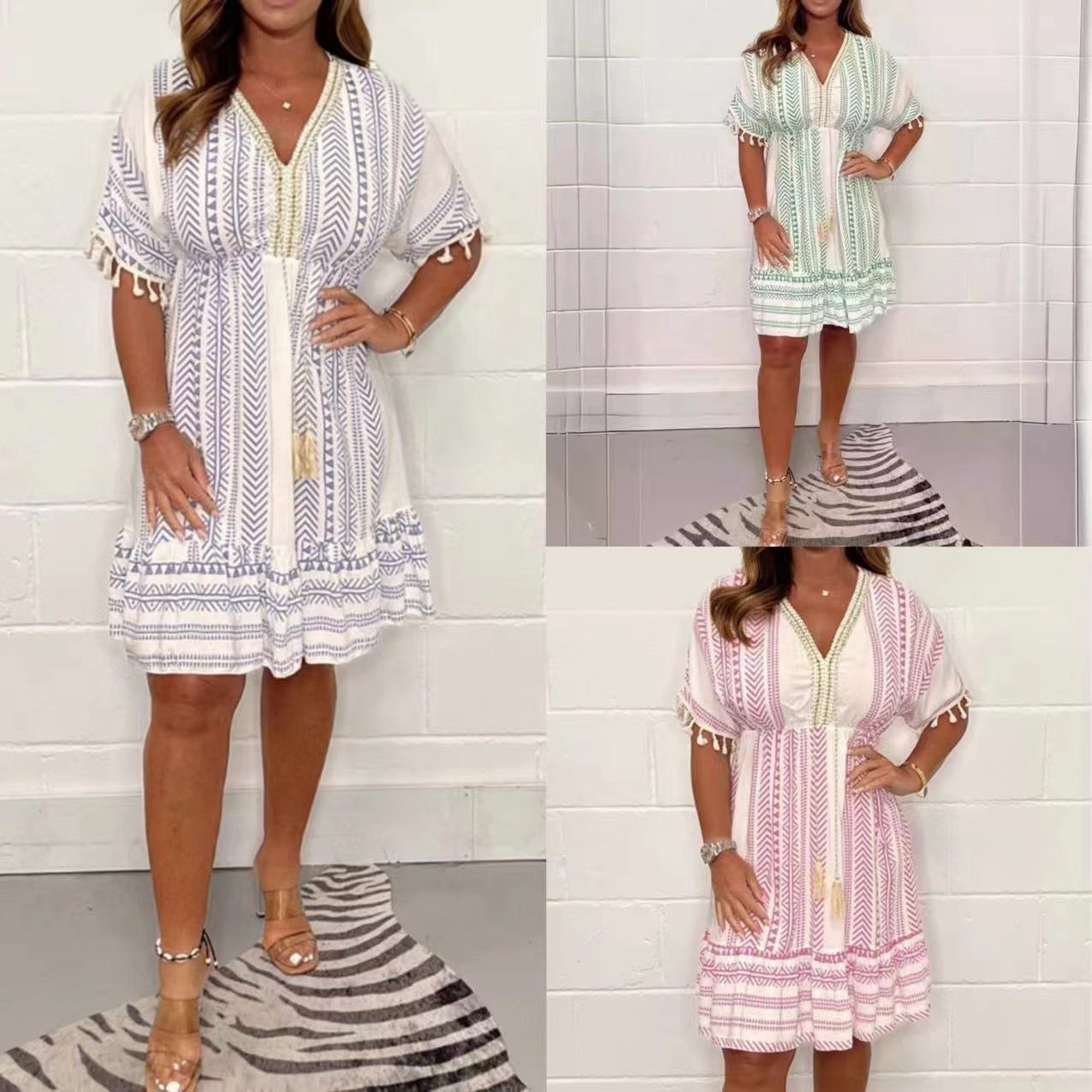 Embroidered Collar Dress
