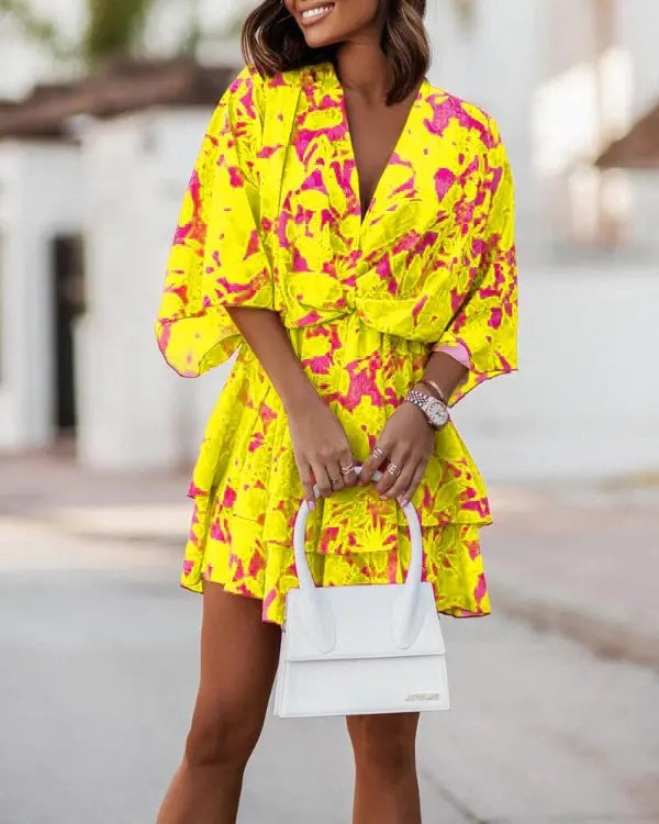 V-neck Printed Dress