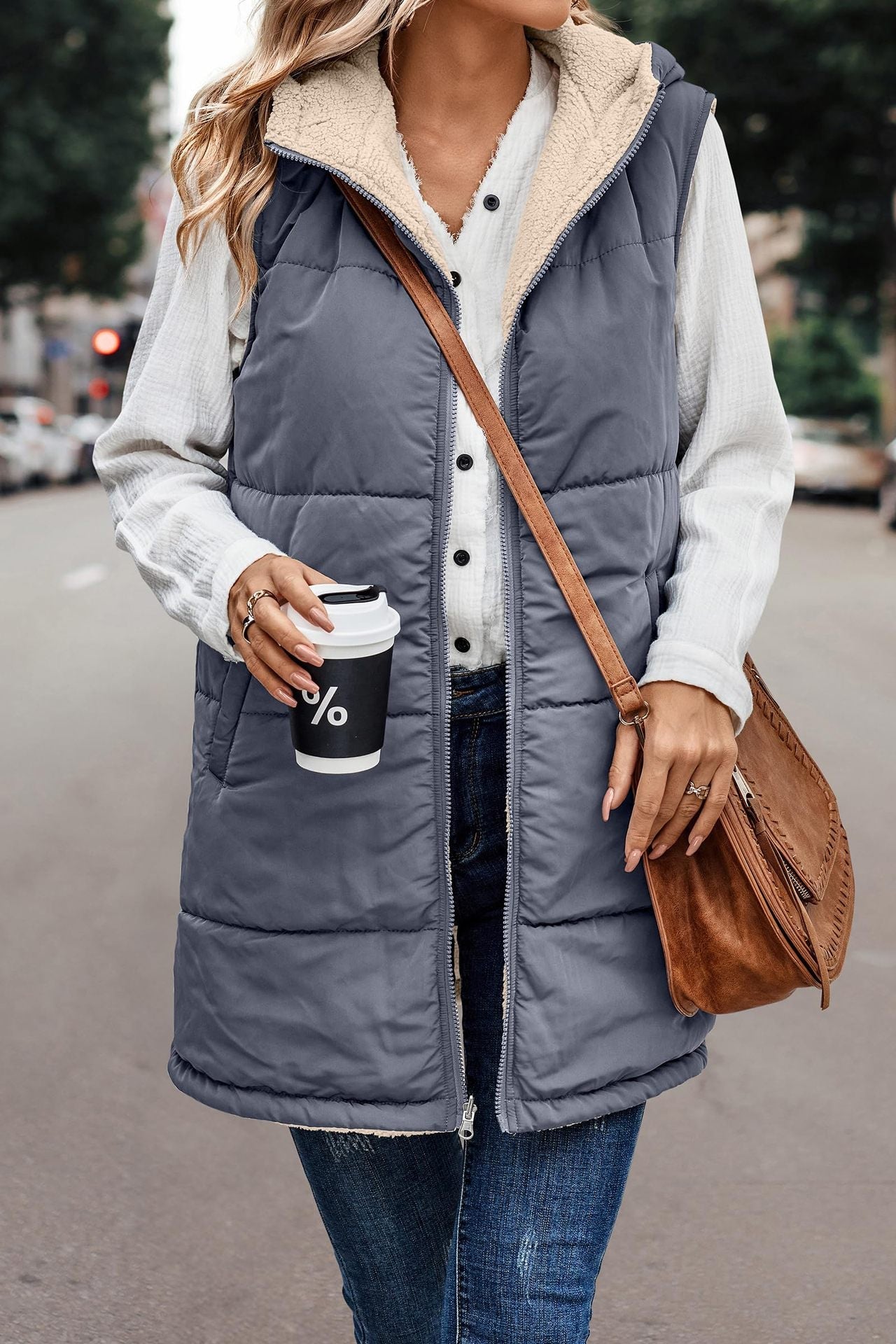 Hooded Reversible Vest Jacket