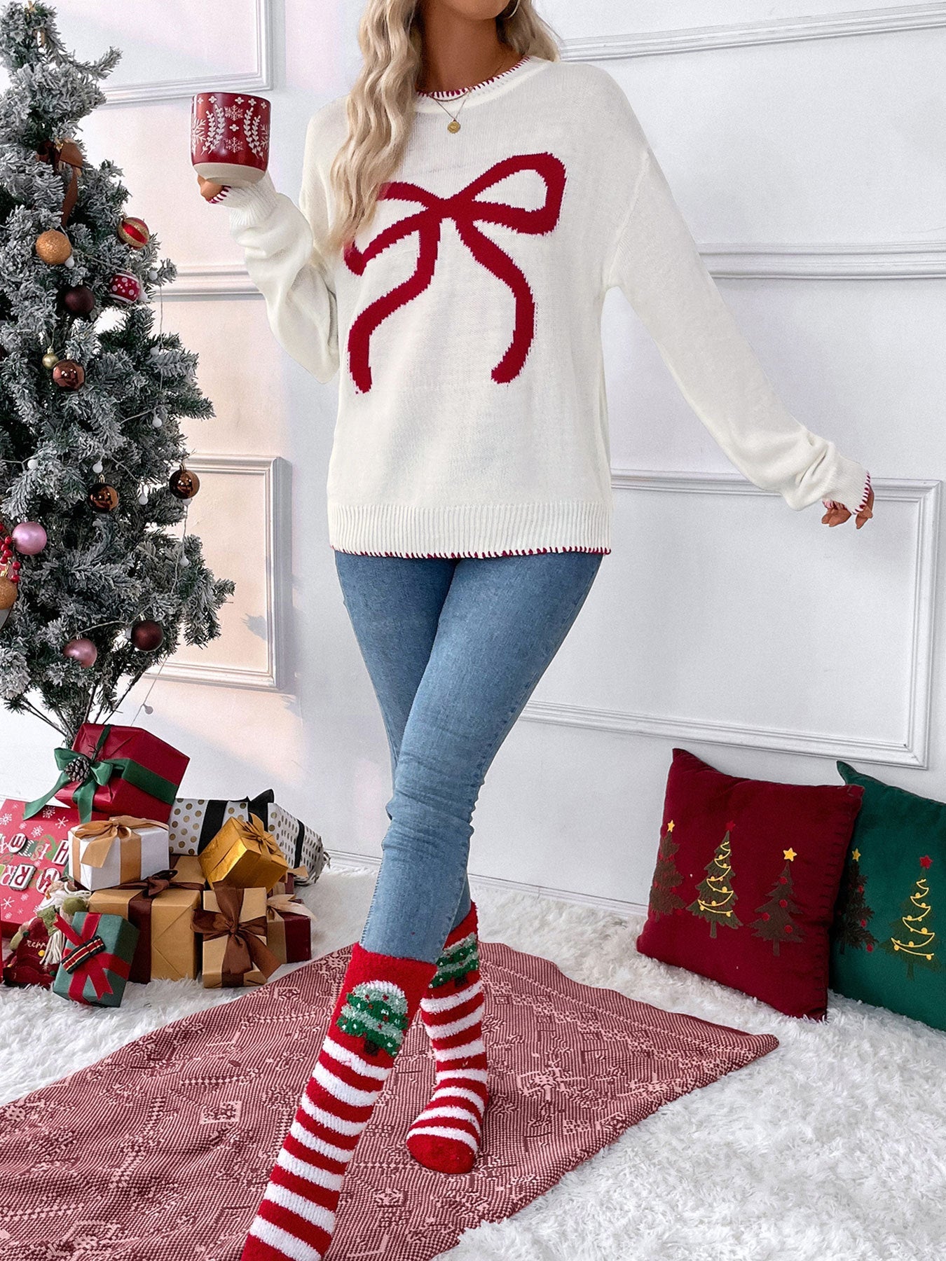 Valentine's Day Bow Loose Sweater