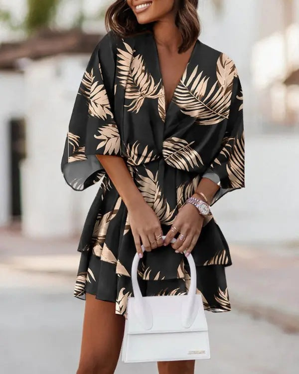 V-neck Printed Dress