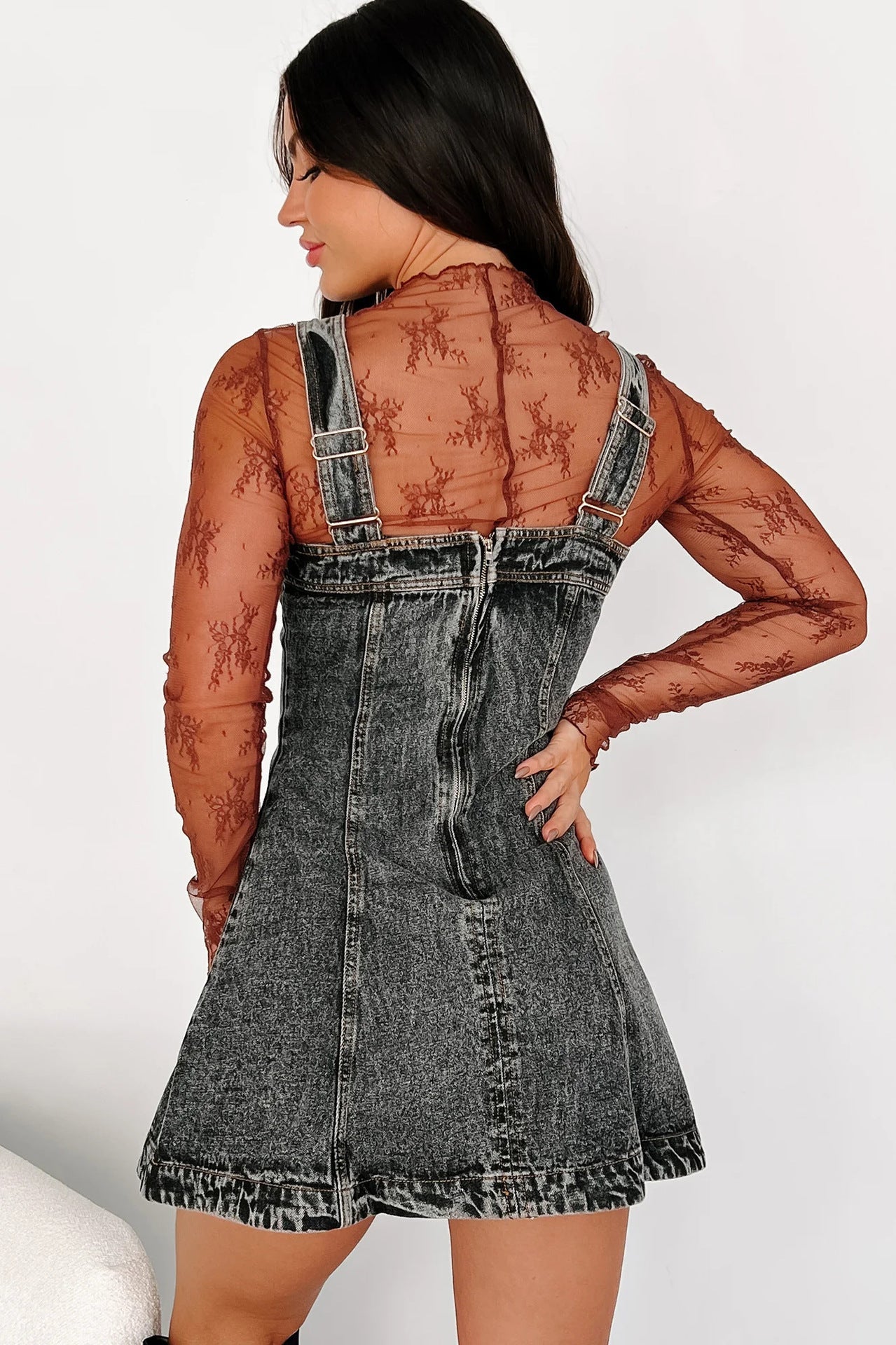 Washed Denim Overall Dress
