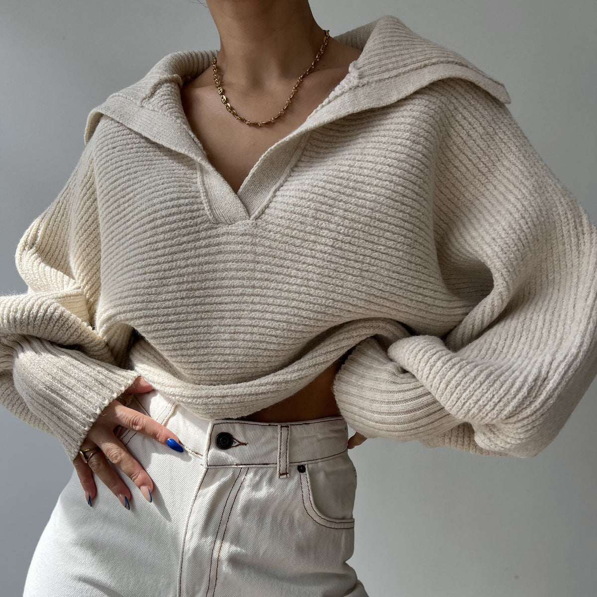 V-neck Knitted Sweater