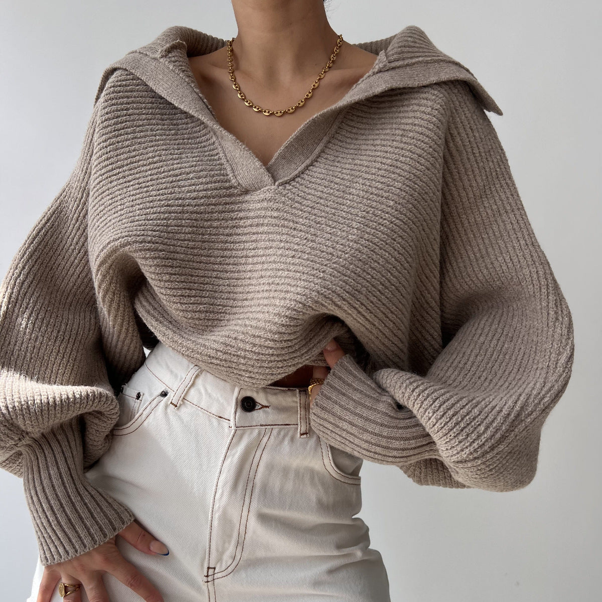 V-neck Knitted Sweater