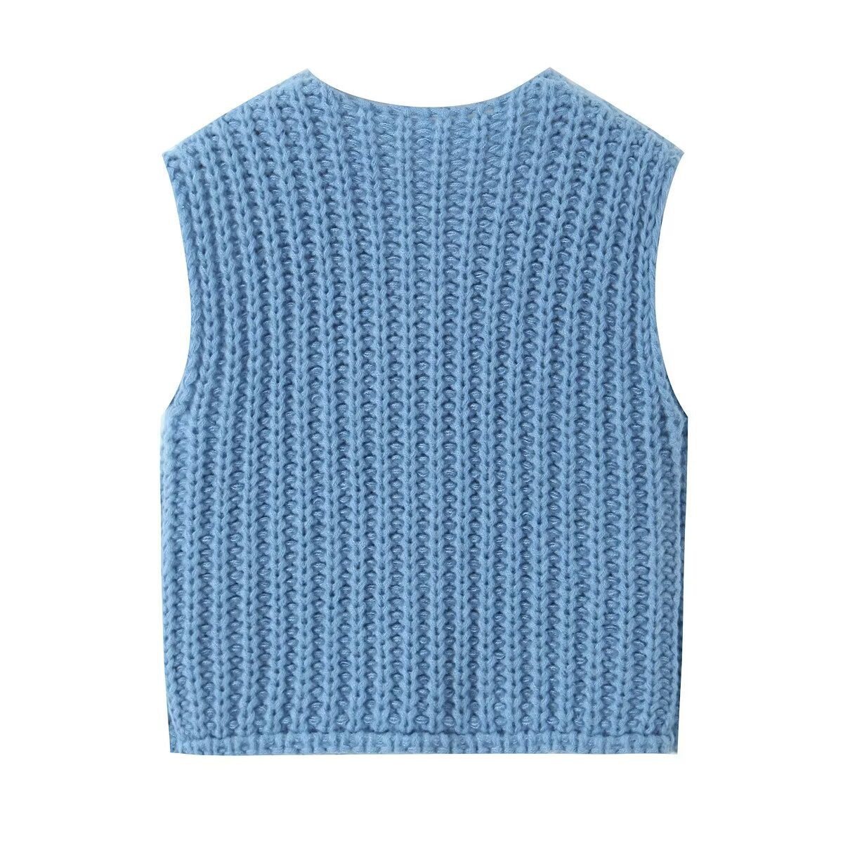 Sleeveless Button Knitted Top