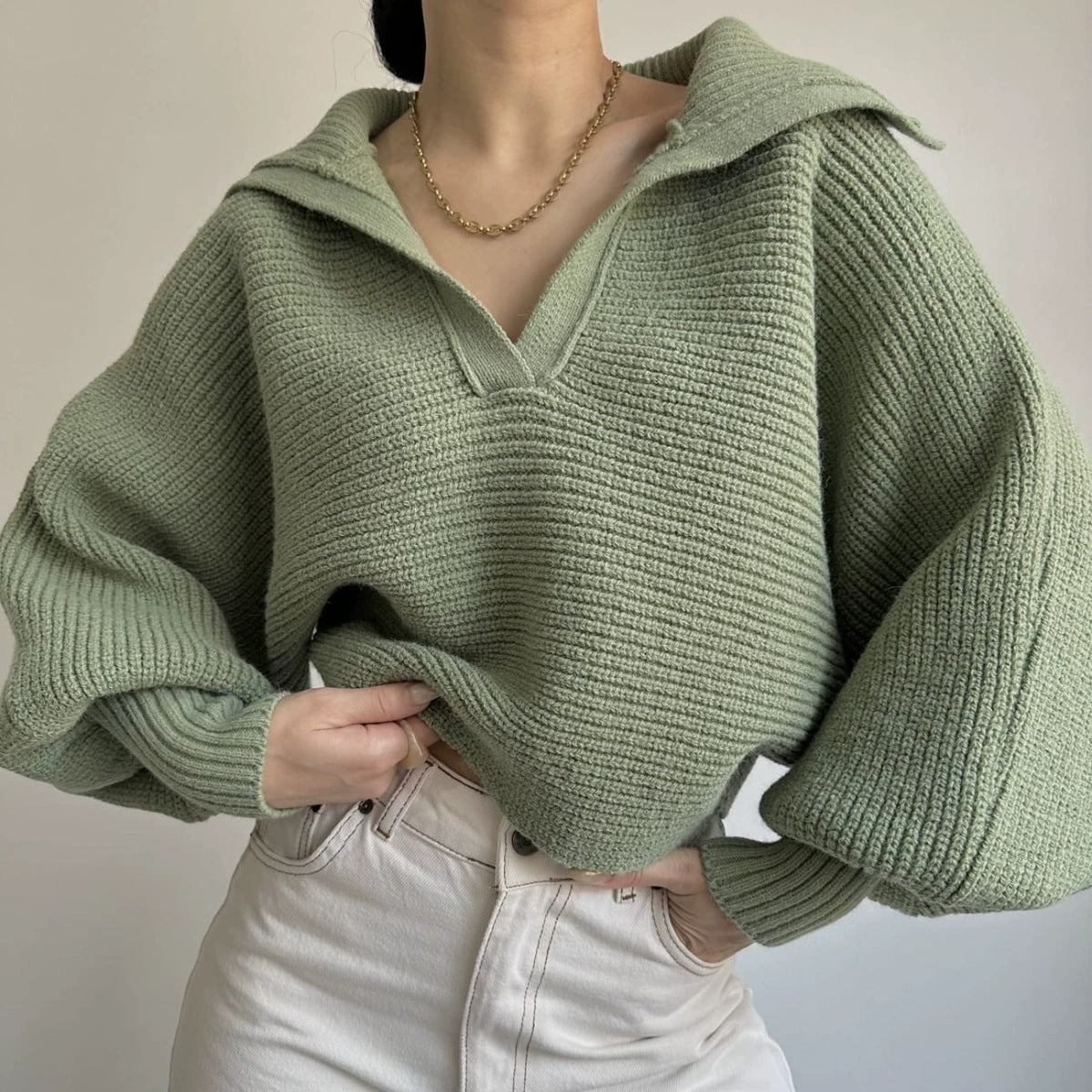 V-neck Knitted Sweater